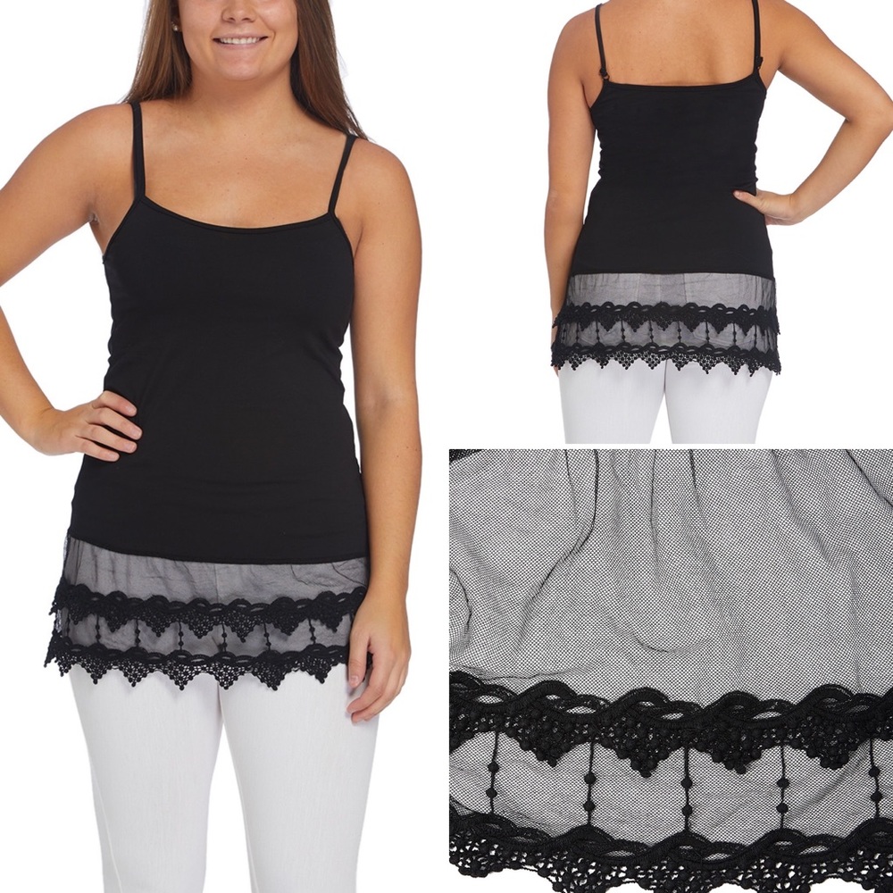 Black Crochet Lace Trim Top Extender